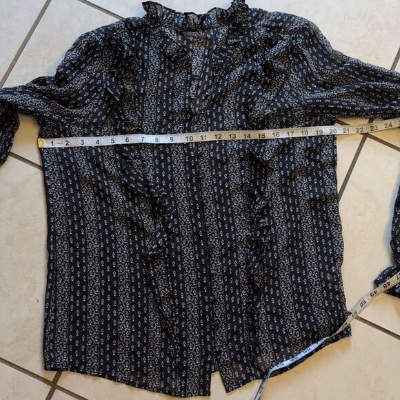 Paige Haiku Silk Blouse Black Button down REVOLVE Size S - Picture 8 of 11